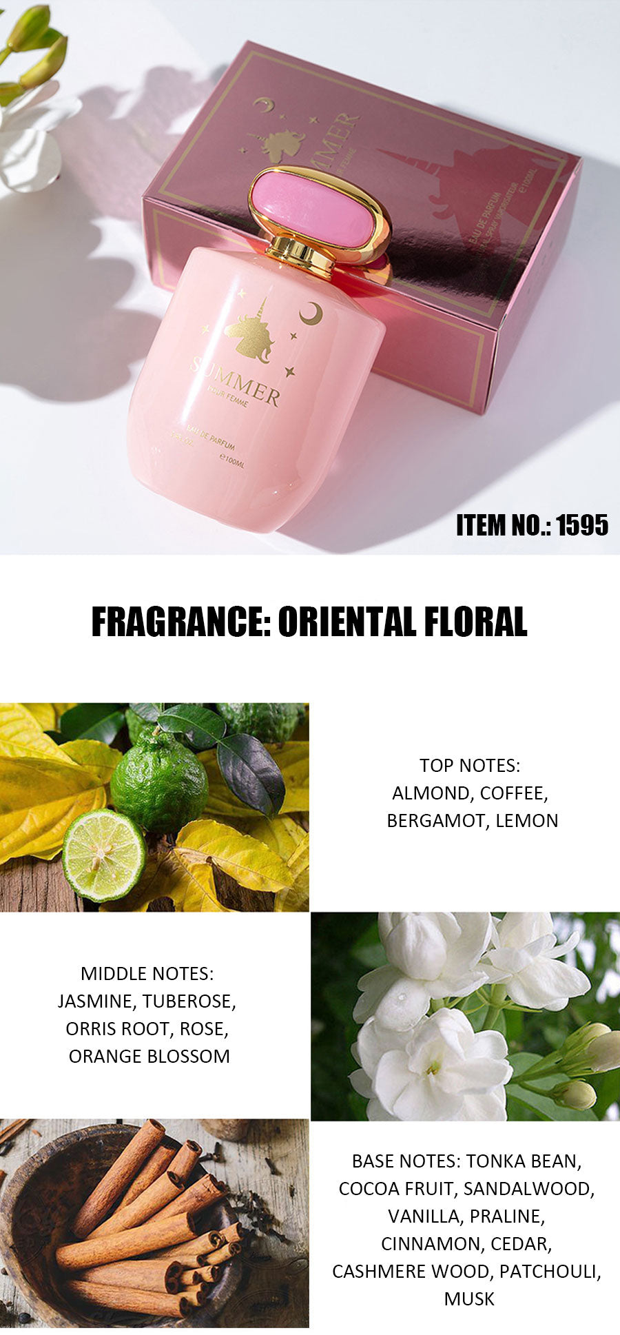 Women perfume fresh scent white bottle 100ml